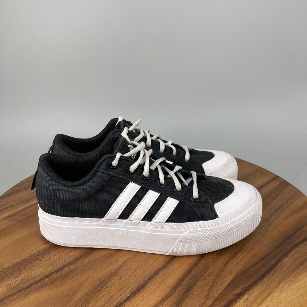 adidas Bravada Shoes Womens Size 7.5 Black Platform Skate Walking Sneakers